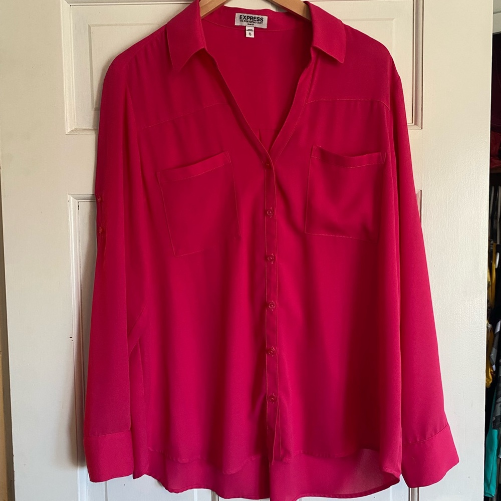 Hot pink Express Portofino slim fit shirt size women’s XL like new